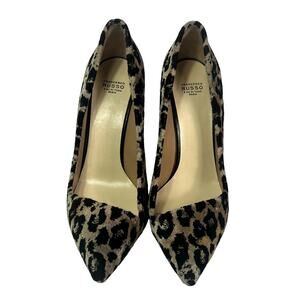 Francensco Russo Pumps Woman 11 Velvet Leopard Print Stiletto Heels Italy Made